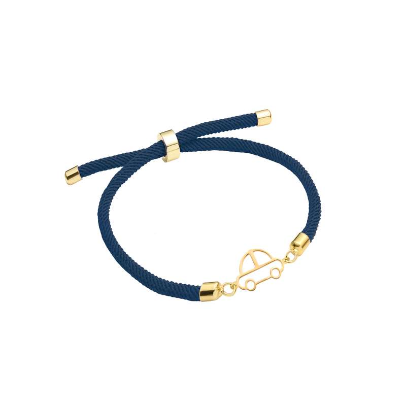 دستبند طلا 18 عیار بچگانه با بند بافت ماوی گالری مدل ماشین