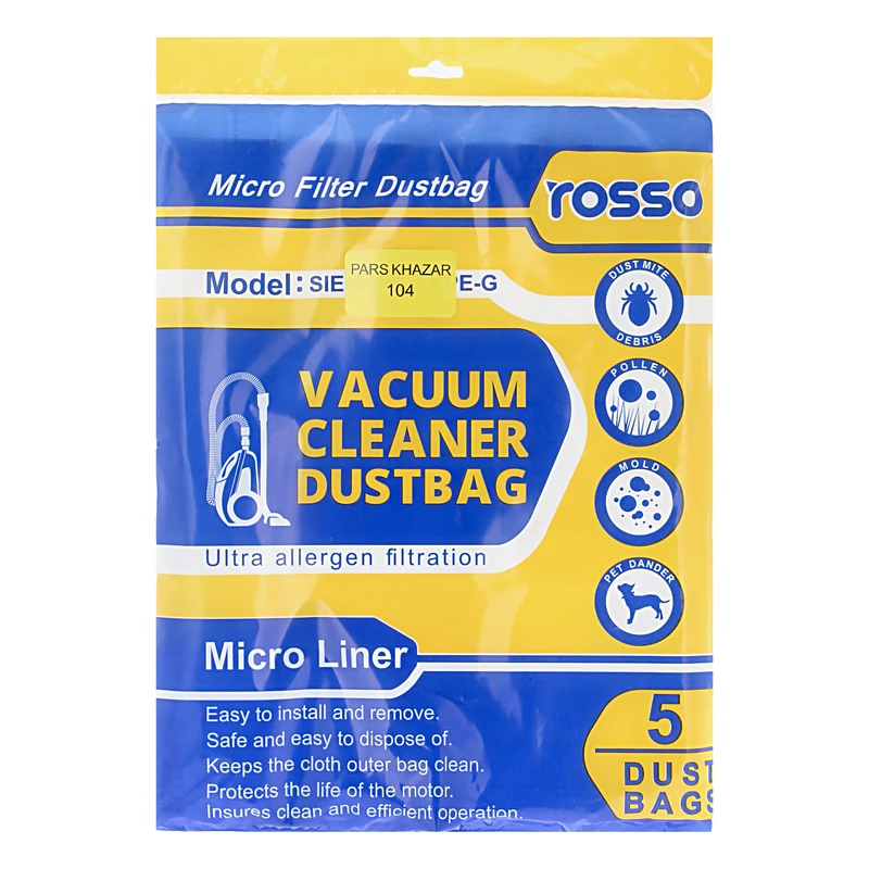 پاکت جاروبرقی رسو مدل 104 مناسب برای جاروبرقی پارس خزر 104-204-404 بسته 5 عددی