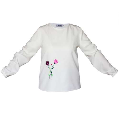 شومیز دست‌دوز زنانه سانی مدل کرپ گلدوزی شاخه گل