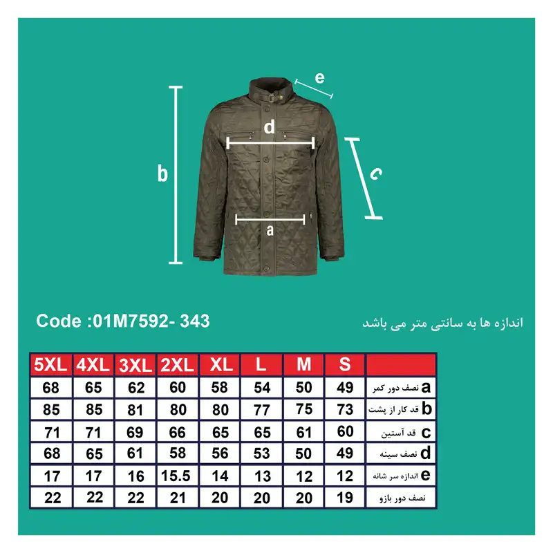 کاپشن مردانه پاتن جامه مدل 111021000343539 شمعی رنگ سرمه ای