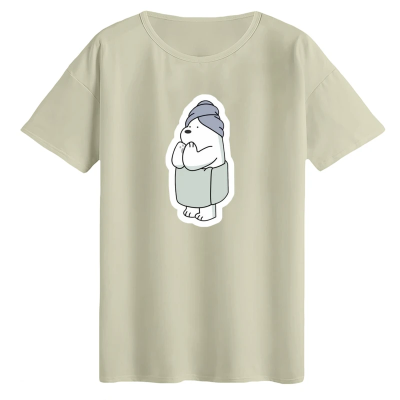 تی‌شرت لانگ آستین کوتاه زنانه مدل خرس و حوله