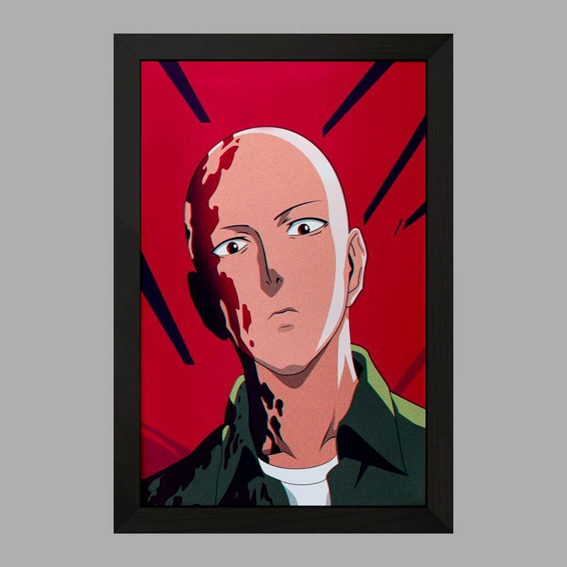 تابلو خندالو مدل سایتاما انیمه مرد تک مشتی One Punch Man  کد 11350