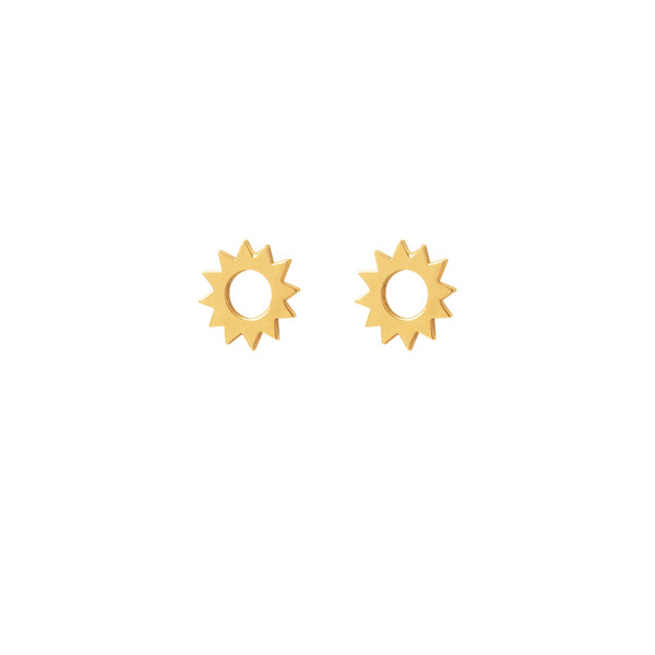 گوشواره طلا 18 عیار زنانه پولک مدل خورشید تو خالی