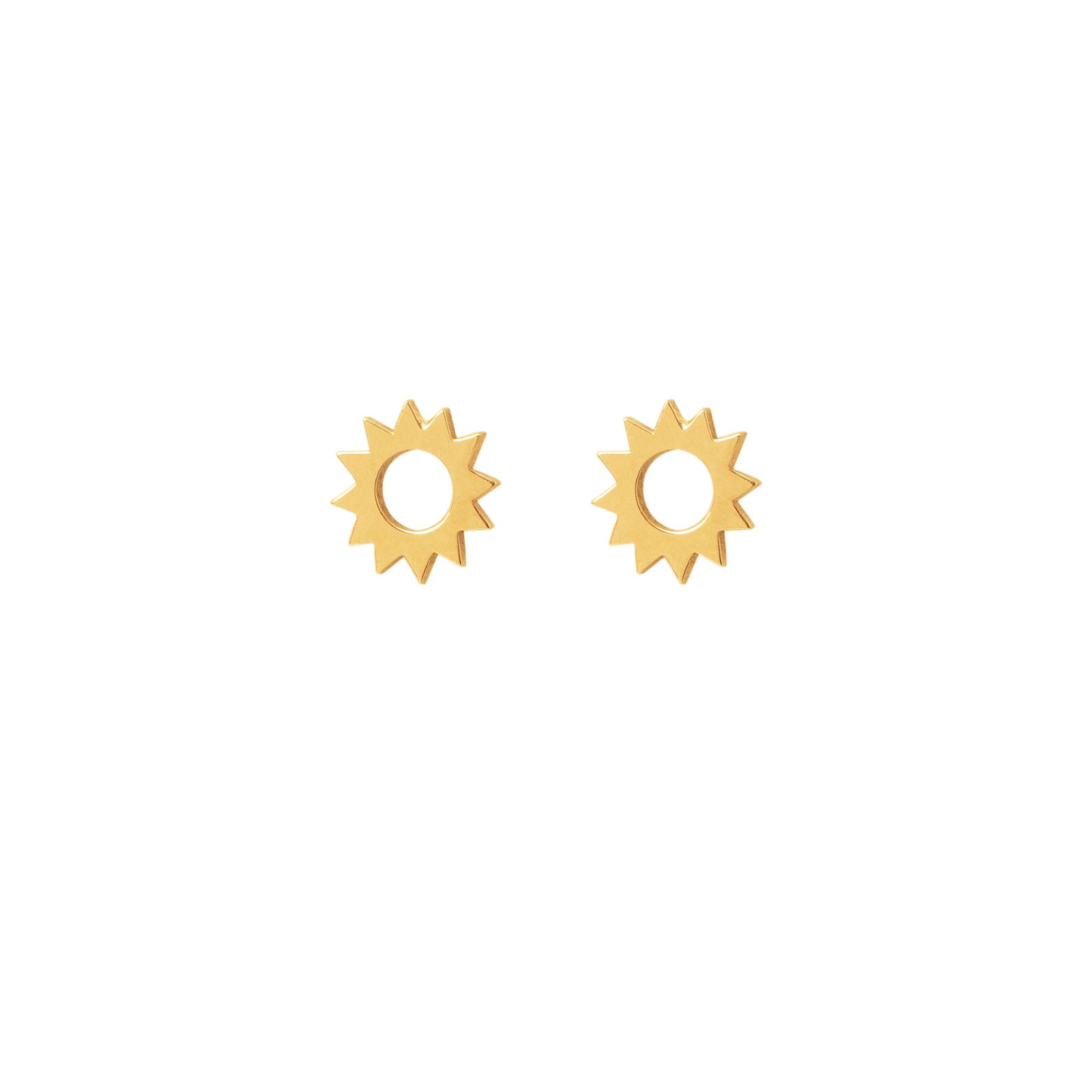 گوشواره طلا 18 عیار زنانه پولک مدل خورشید تو خالی -  - 1