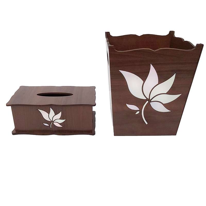 ست سطل و جای دستمال کاغذی مدل ارکیده ست سطل و جای دستمال کاغذی مدل ارکیده
