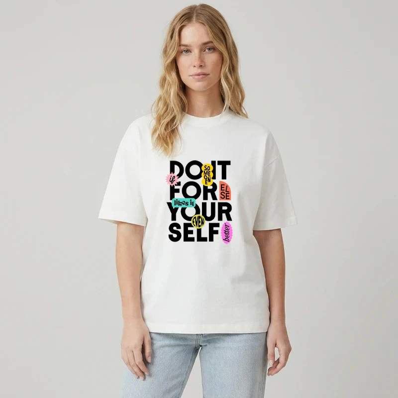 تی شرت آستین کوتاه زنانه پنبه طرح self