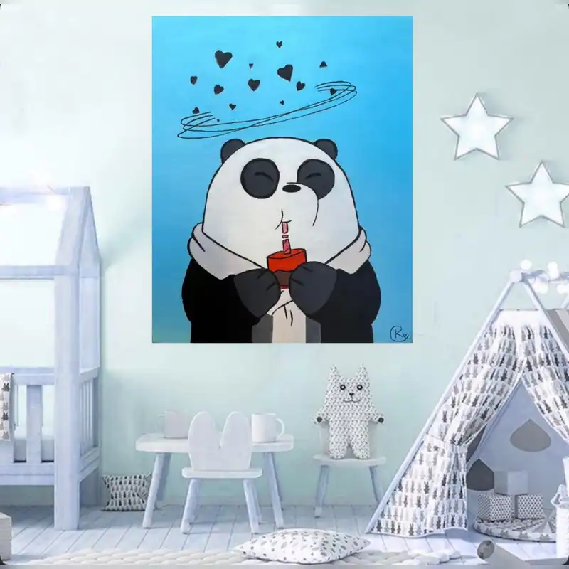 تابلو نقاشی رنگ روغن مدل پاندا