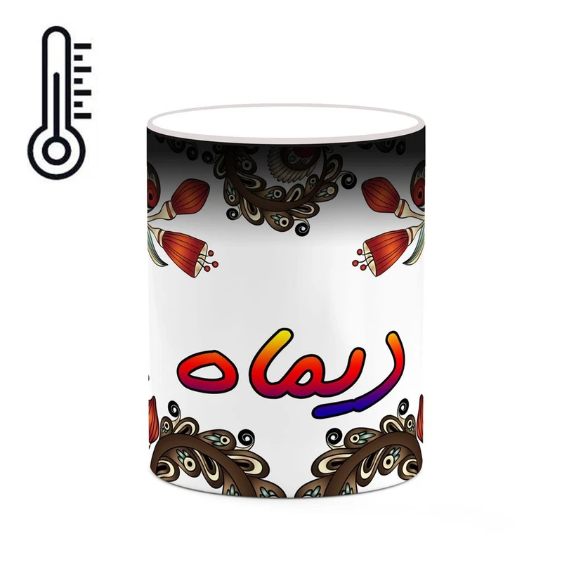 ماگ حرارتی کاکتی مدل اسم دیماه طرح سنتی گل و بته کد mgh45077