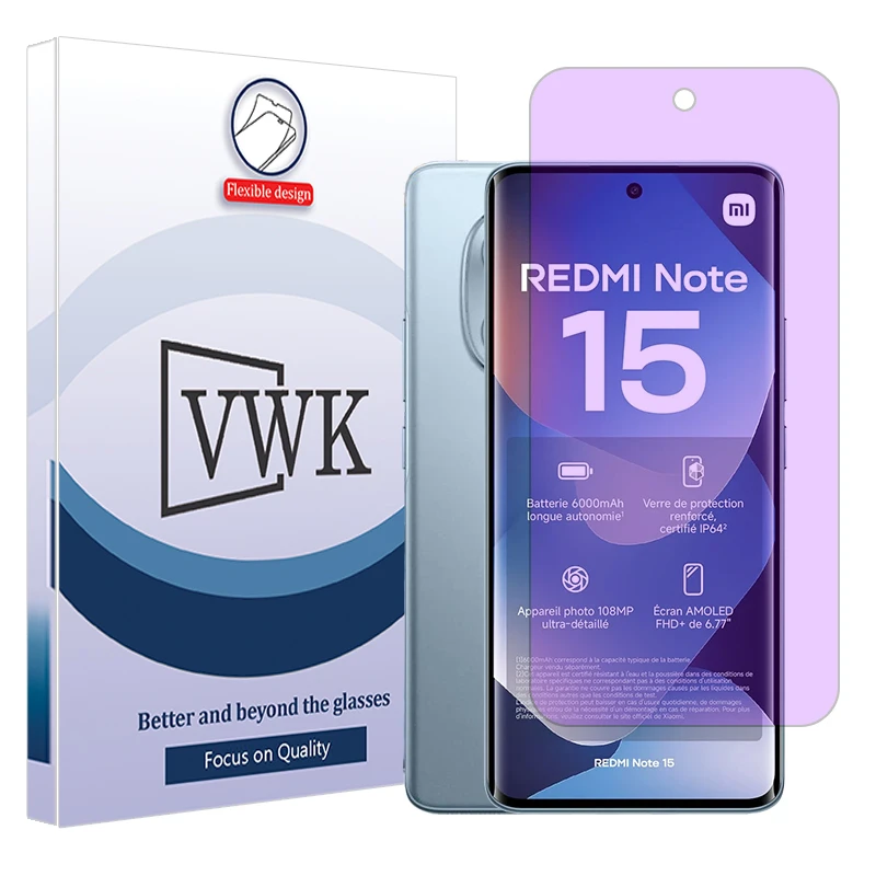 محافظ صفحه نمایش آنتی پرپل وی دبلیو کی مدل Eye Care مناسب برای گوشی موبایل شیائومی Redmi Note 15 4G