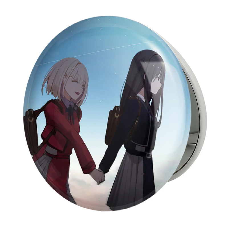 آینه جیبی خندالو طرح تاکینا و چیساتو انیمه لیکوریس ریکویل Lycoris Recoil مدل تاشو کد 23029 