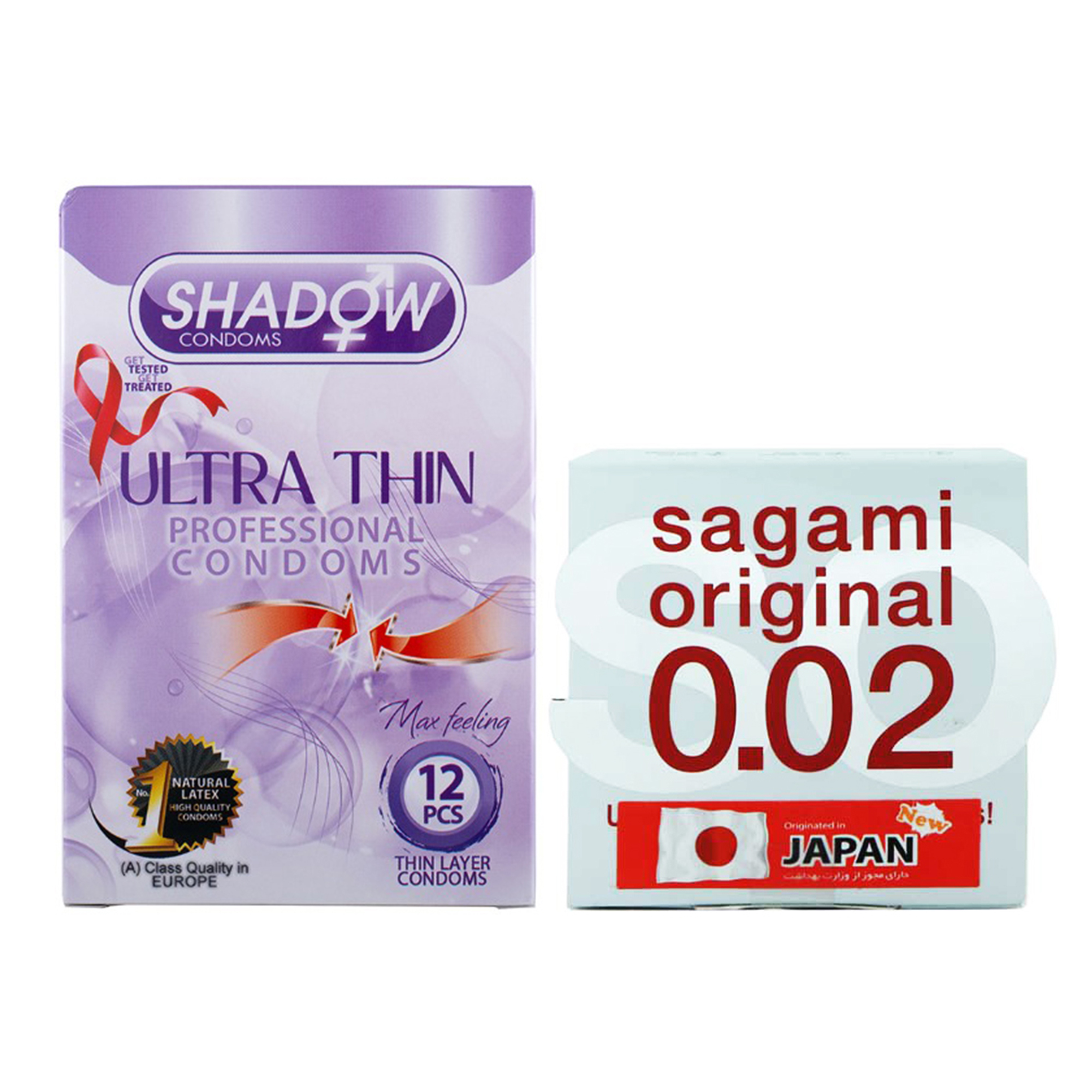 کاندوم ساگامی مدل Normal بسته یک عددی به همراه کاندوم شادو مدل Ultra Thin بسته 12 عددی