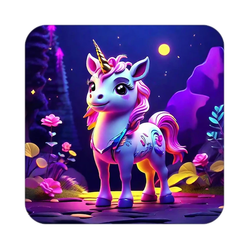 زیر لیوانی کاکتی طرح اسب تک شاخ و یونیکورن مدل mp30726