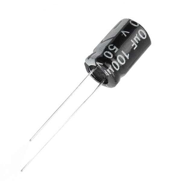 خازن الکترولیت 100 میکروفاراد 50 ولت کد 650 بسته 10 عددی