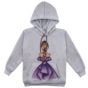 هودی دخترانه مدل دختر F10 رنگ طوسی