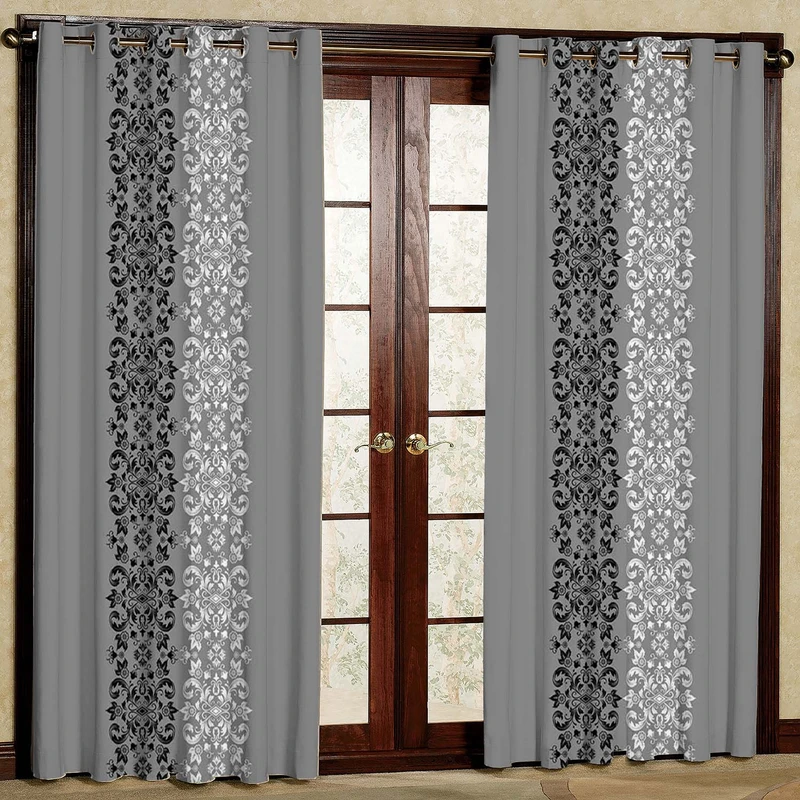 پرده بارمان دکور طرح اسلیمی مدل مخمل پانچی کد 1593 W سایز 140x280 سانتی متر