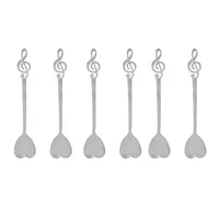 قاشق قهوه خوری مدل قلب طرح ملودی بسته 6 عددی