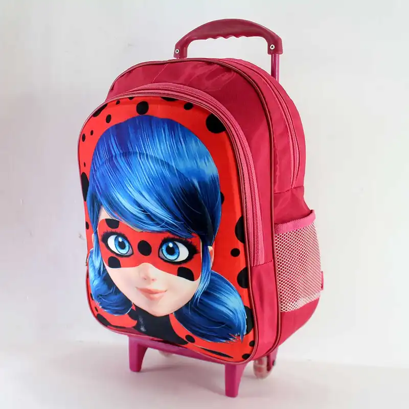 کوله پشتی چرخ دار مدل دختر کفشدوزکی کد mos3-12