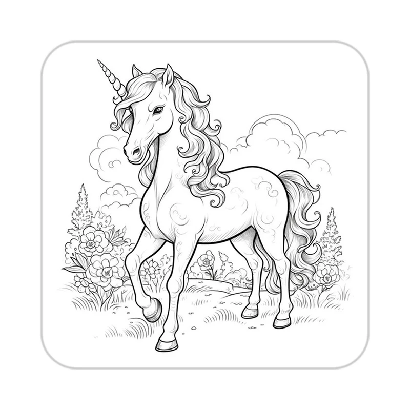 زیر لیوانی کاکتی طرح اسب تک شاخ و یونیکورن مدل mp31113