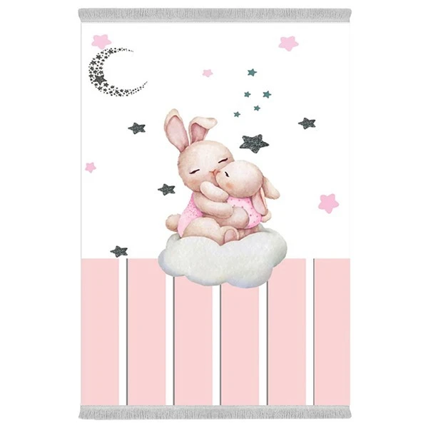 فرش پارچه‌ای دفه مدل فرشینه شانل مخمل ترک طرح فانتزی کد 91398