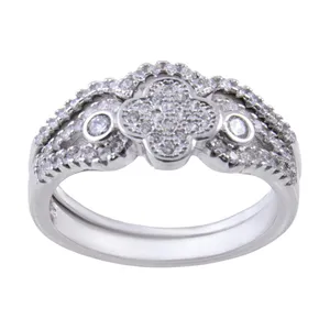  انگشتر نقره زنانه کد AWR_126 مجموعه 2 عددی