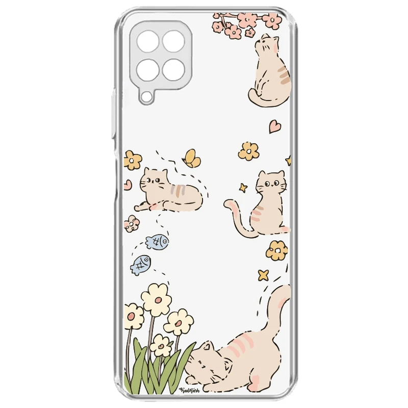 کاور مدل Cat & Flower مناسب برای گوشی موبایل سامسونگ Galaxy A22 4G