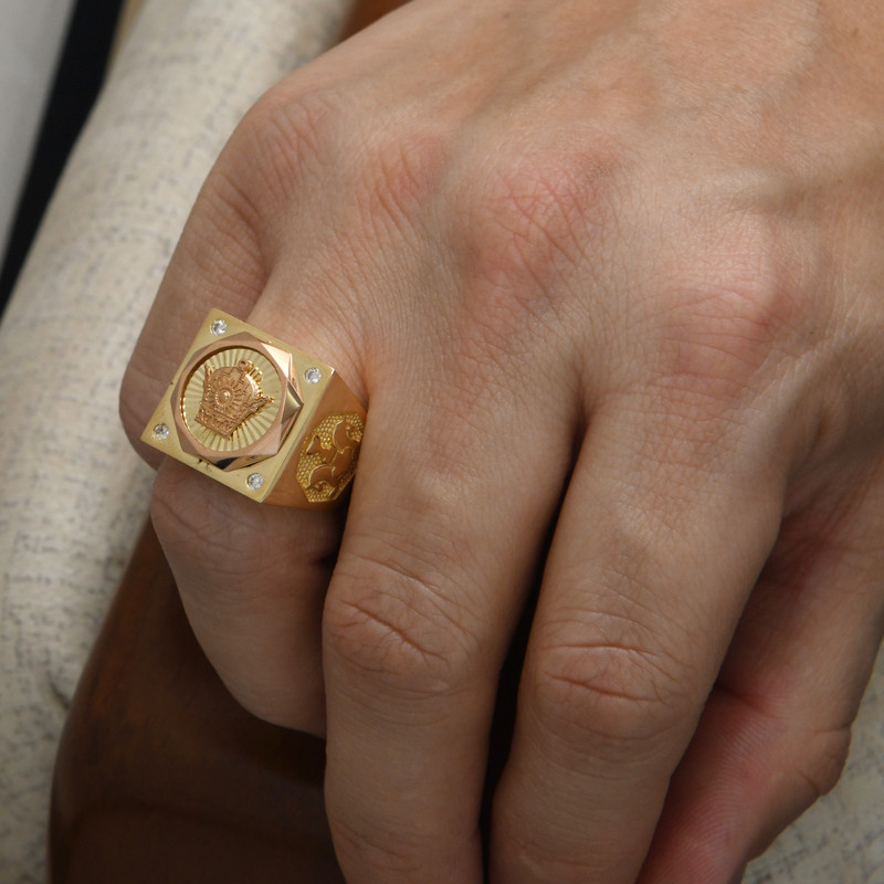 انگشتر طلا 18 عیار مردانه طلای مستجابی مدل تاج کد TG790
