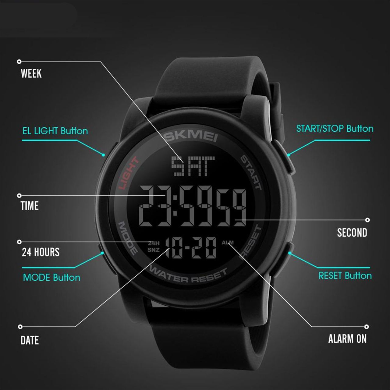ساعت مچی دیجیتال مردانه اسکمی مدل 1257BK -  - 4
