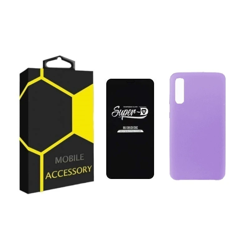 کاور مدل silicone مناسب برای گوشی موبایل سامسونگ Galaxy A50 / A50s / A30s به همراه محافظ صفحه نمایش