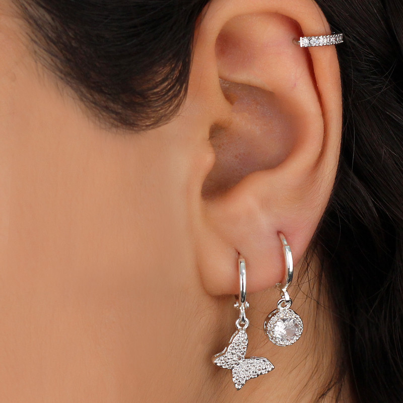 گوشواره زنانه وای اس ایکس مدل پروانه کد J659 بسته سه عددی