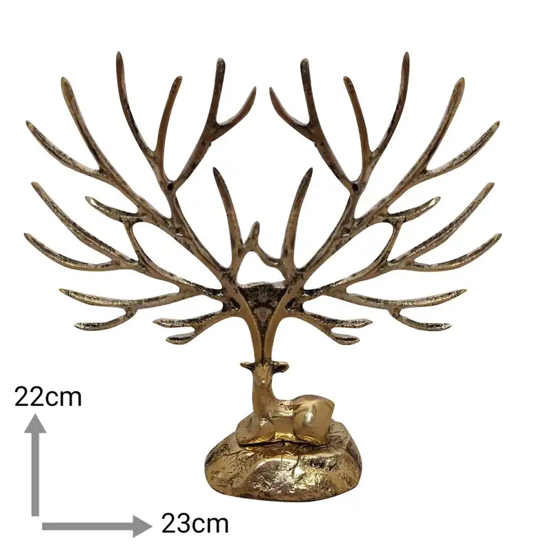دکوری برنجی مدل استند جواهرات گوزن شاخ دار