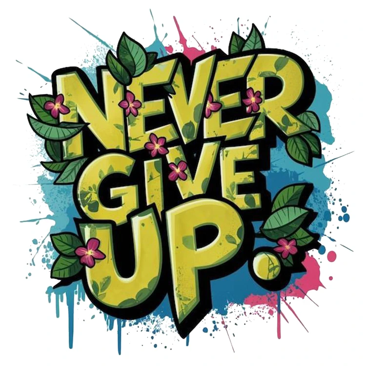 استیکر پارچه و لباس پاد آفرین مدل never give up کد 1672