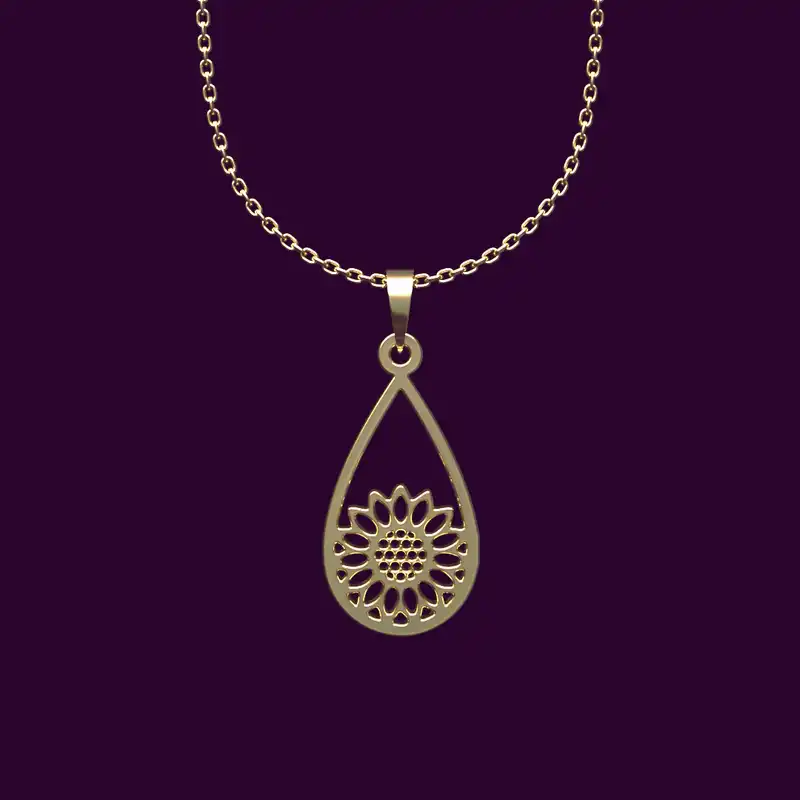 گردنبند طلا 18 عیار زنانه مدوپد مدل  طرح گل افتابگردان کد NN1167