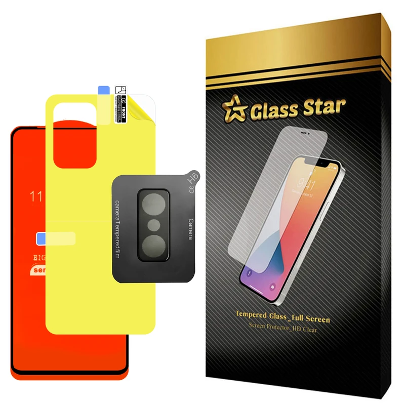 محافظ صفحه نمایش گلس استار مدل 3FNF مناسب برای گوشی موبایل شیائومی 11T / 11T Pro به همراه محافظ پشت گوشی و محافظ لنز دوربین