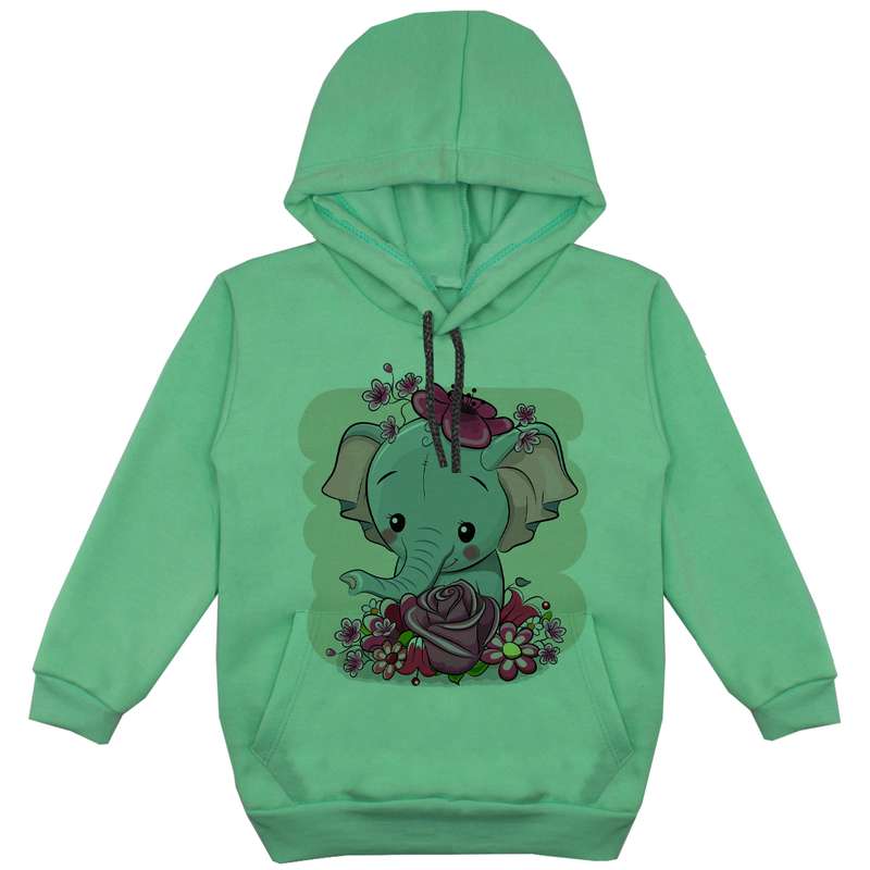 هودی دخترانه مدل فیل F21 رنگ سبز