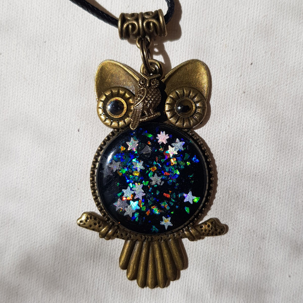 گردنبند دخترانه مدل رزینی طرح جغد