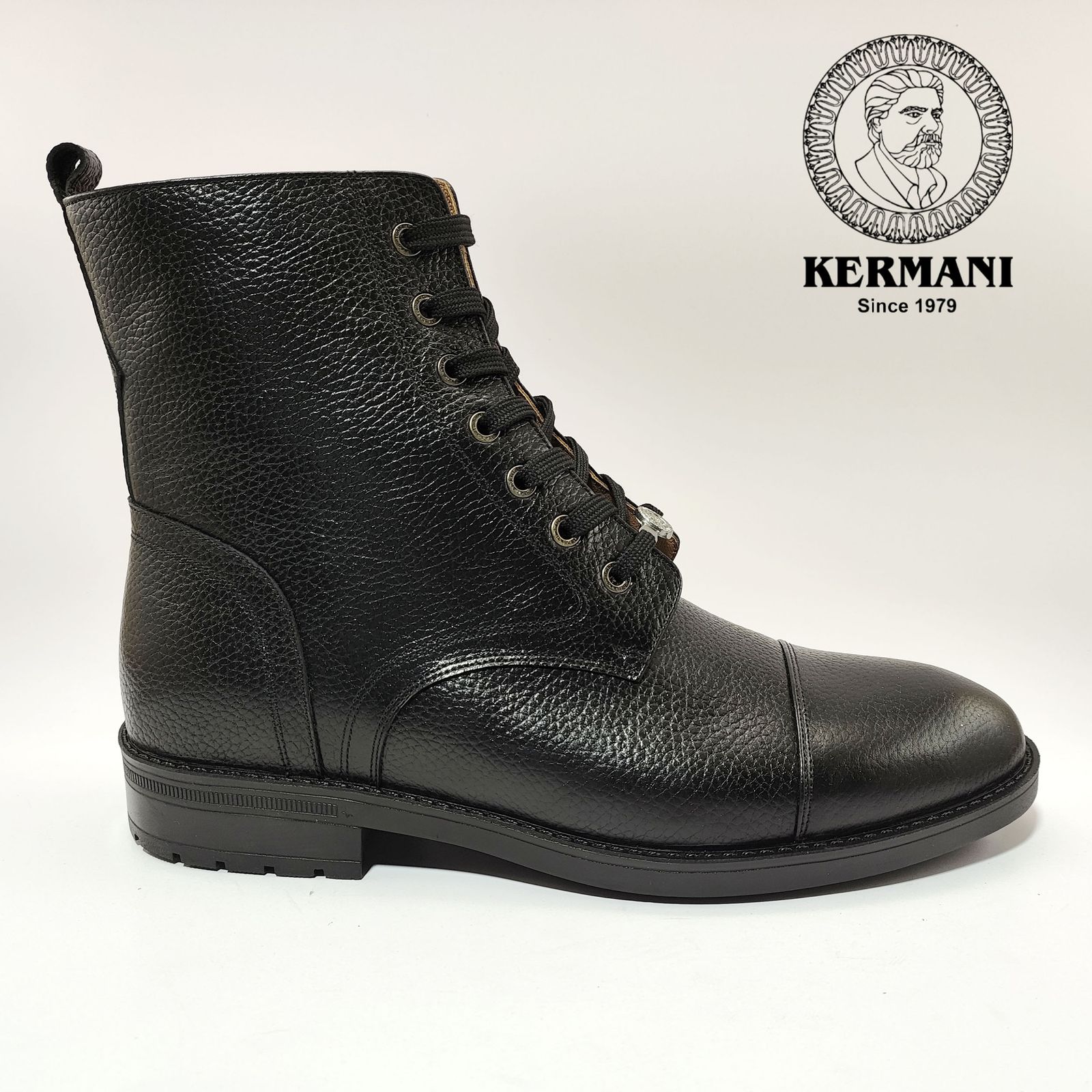 نیم بوت مردانه کرمانی مدل چرم دستدوز طبیعی فلوتر کد 655 رنگ مشکی -  - 7