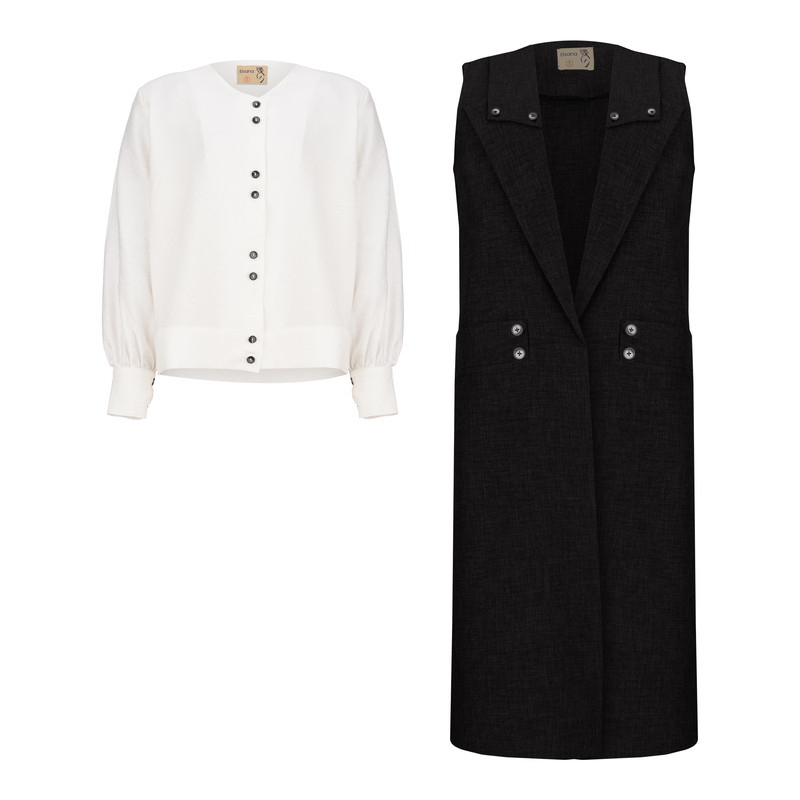 ست شومیز و سارافون زنانه السانا مدل مامک کد 207901