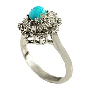 انگشتر نقره زنانه مدل فیروزه نیشابور FW3083