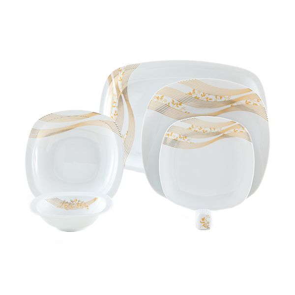 سرویس غذاخوری 27 پارچه چینی زرین ایران مدل کواترو درجه یک