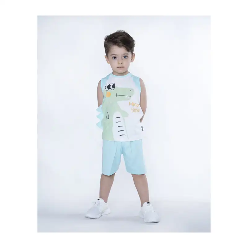 ست تاپ و شلوارک نوزادی آدمک مدل تمساح کد 230001