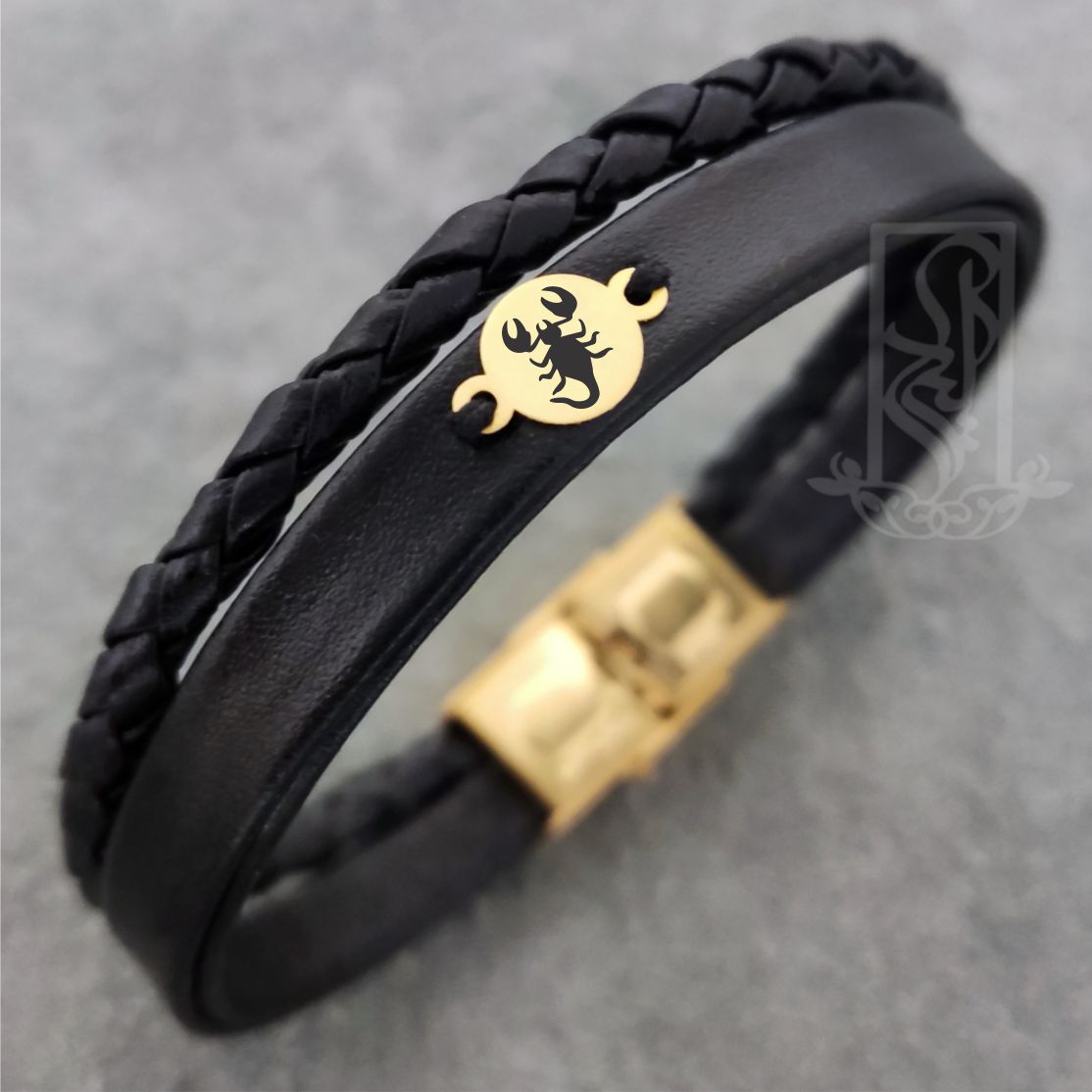 دستبند طلا 18 عیار مردانه لیردا مدل نماد ماه تولد آبان  -  - 2