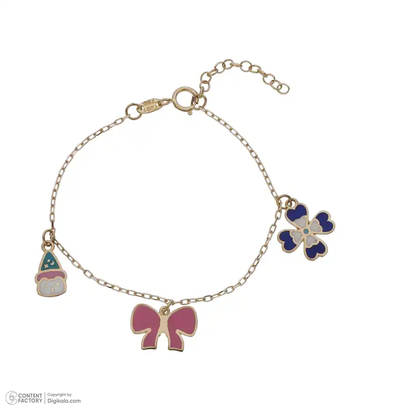 دستبند طلا 18 عیار دخترانه مایا ماهک مدل MB1645 طرح آدم برفی و گل و پاپیون