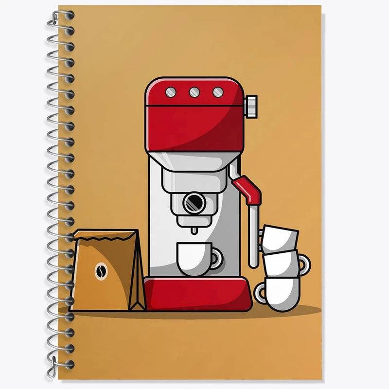 دفتر زبان 50 برگ خندالو مدل دو خط طرح دستگاه قهوه ساز کد 27623