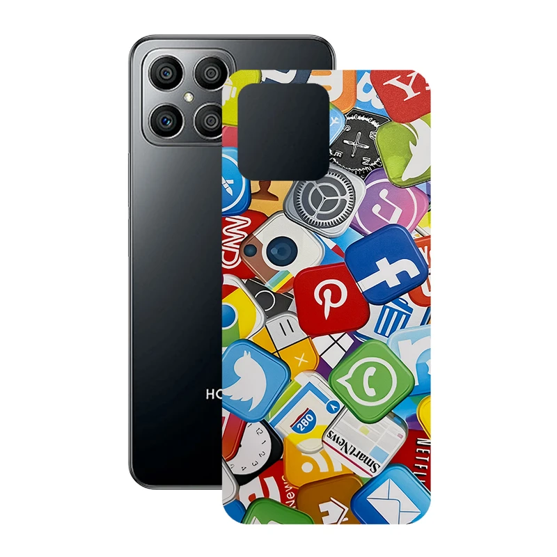 برچسب پوششی گلس طرح سوشال مناسب برای گوشی موبایل آنر X8