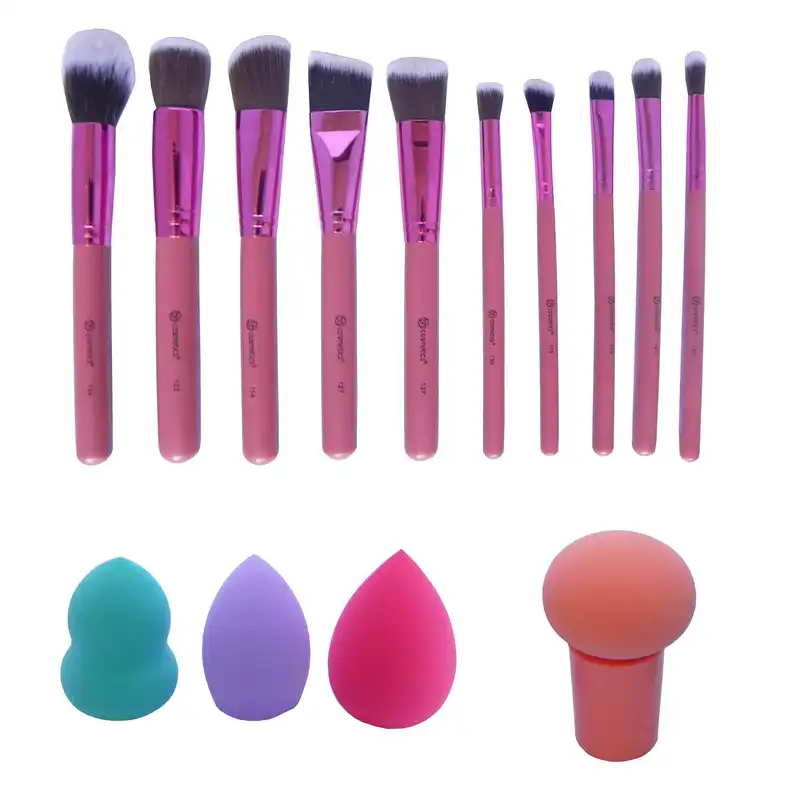 ست برس آرایشی کد 0064 به همراه اسفنج آرایشی بسته 14 عددی