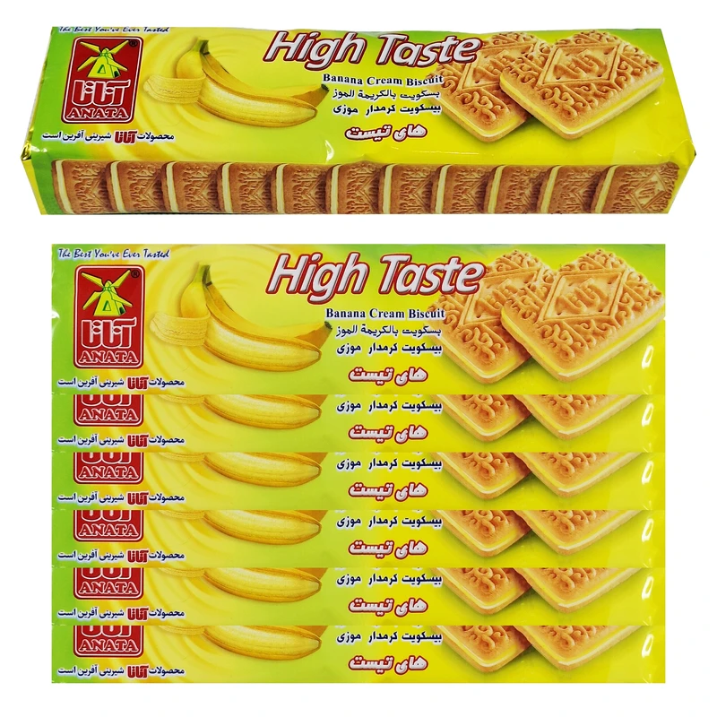 بیسکویت کرمدار موزی آناتا - 115 گرم بسته 18 عددی