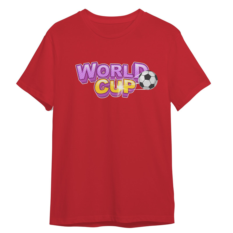 تی شرت آستین کوتاه پسرانه مدل جام جهانی کد 0291 رنگ قرمز