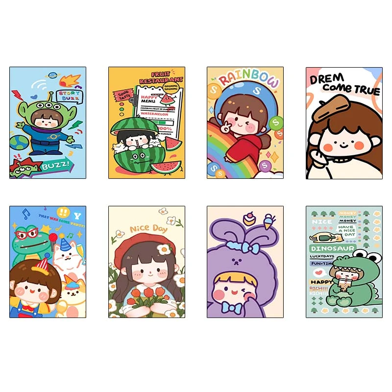 پوستر کارنيکا طرح دختر خندون Smiling Girl کد 14820 مجموعه 8 عددی