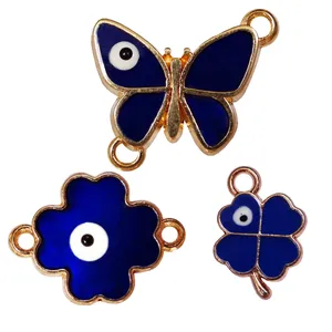 آویز دستبند مدل پروانه و گلهای چشم و نظر کد AD 764 مجموعه 3 عددی