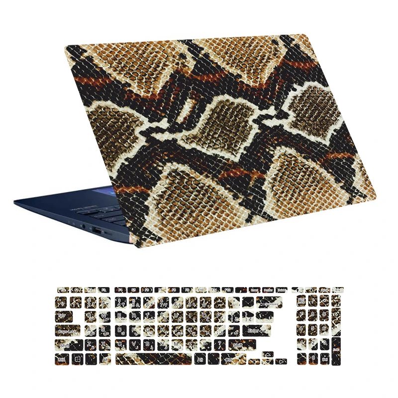استیکر لپ تاپ توییجین و موییجین طرح Snake کد 10 مناسب برای لپ تاپ 15.6 اینچ به همراه برچسب حروف فارسی کیبورد 